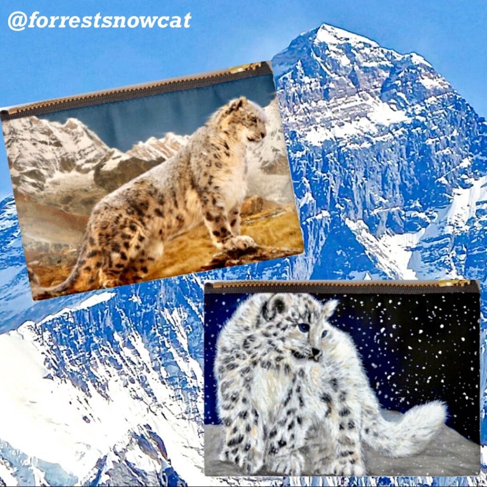 SNOW LEOPARD ZIP POUCH